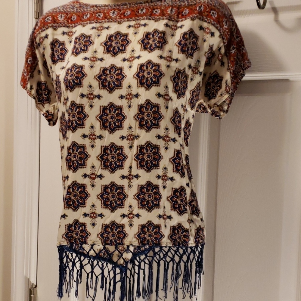 Cotton shirt with fringe